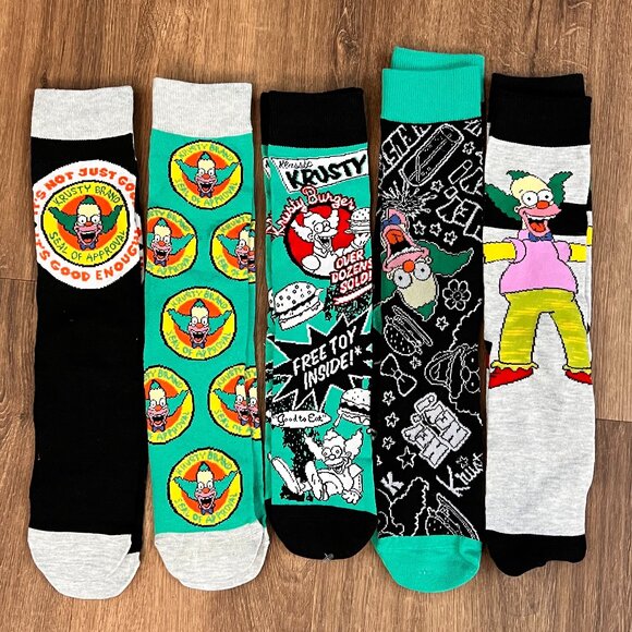 NEW Simpsons Krusty Clown Adult Novelty Sock Bundle - Picture 1 of 8